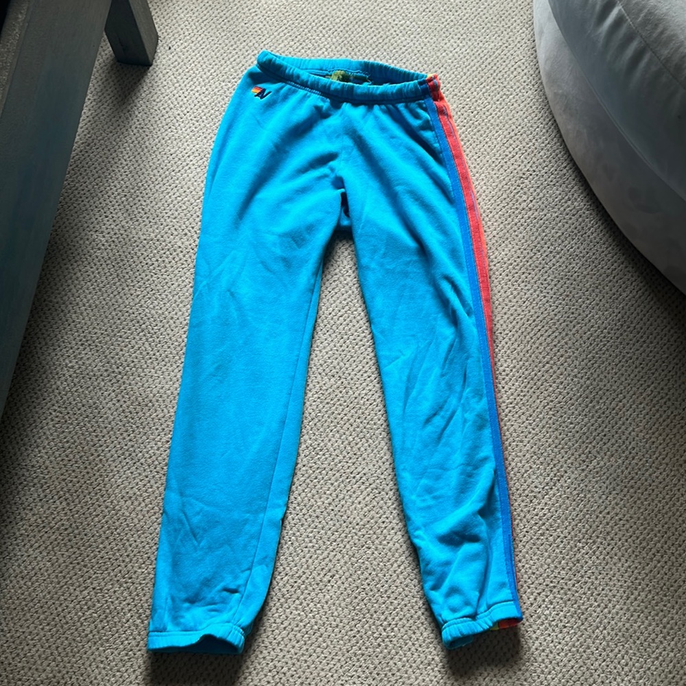 adorable blue aviator nation 5 stripe sweatpants